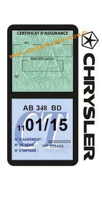 Porte double étui Chrysler vignette assurance et CT Stickers auto rétro 